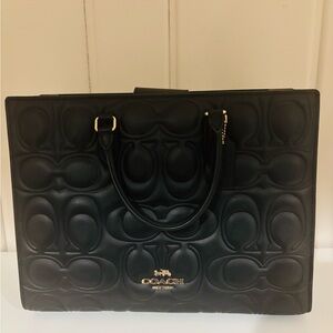 Coach Maggie Large Black Embossed Tote CY672
